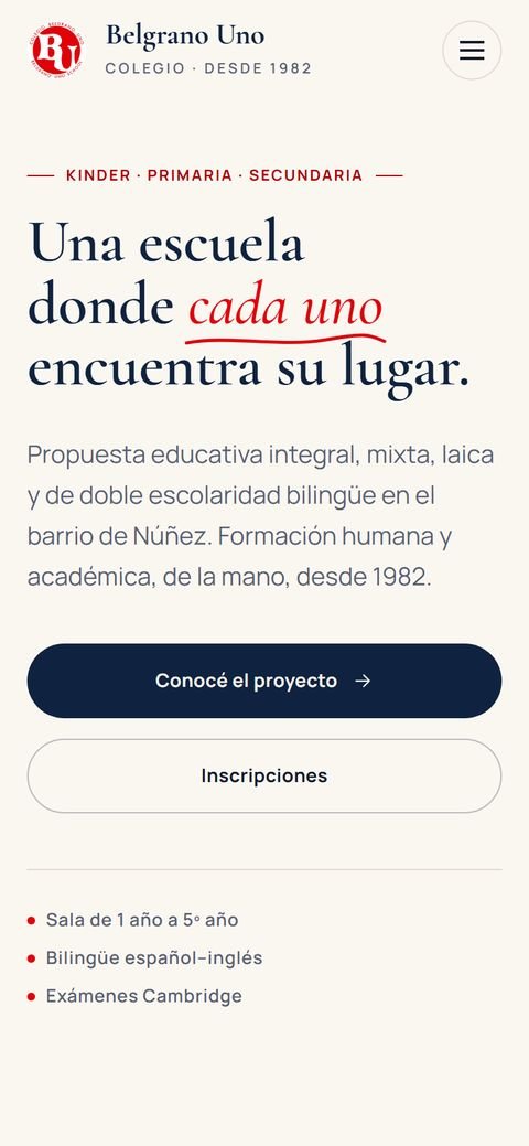 Web de Colegio Belgrano Uno en el celular