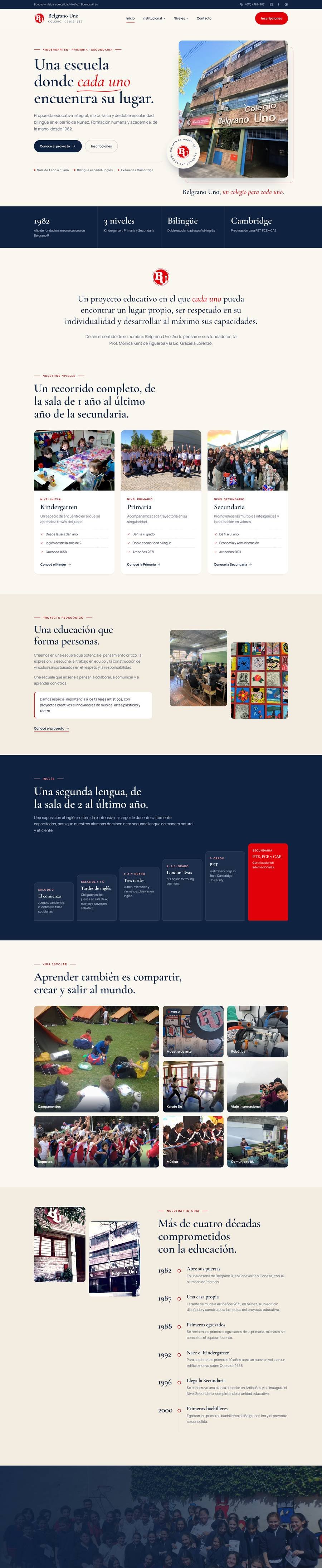 Web de Colegio Belgrano Uno (se recorre al pasar el mouse)