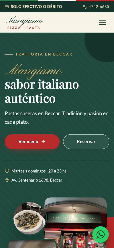 Web de Mangiamo en el celular