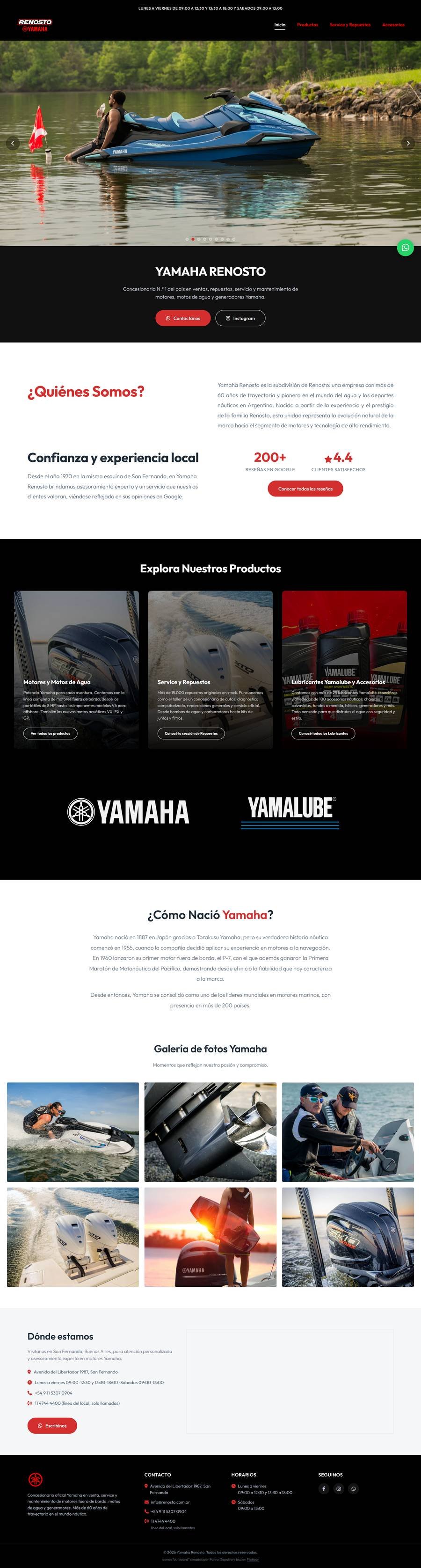 Web de Yamaha Renosto (se recorre al pasar el mouse)